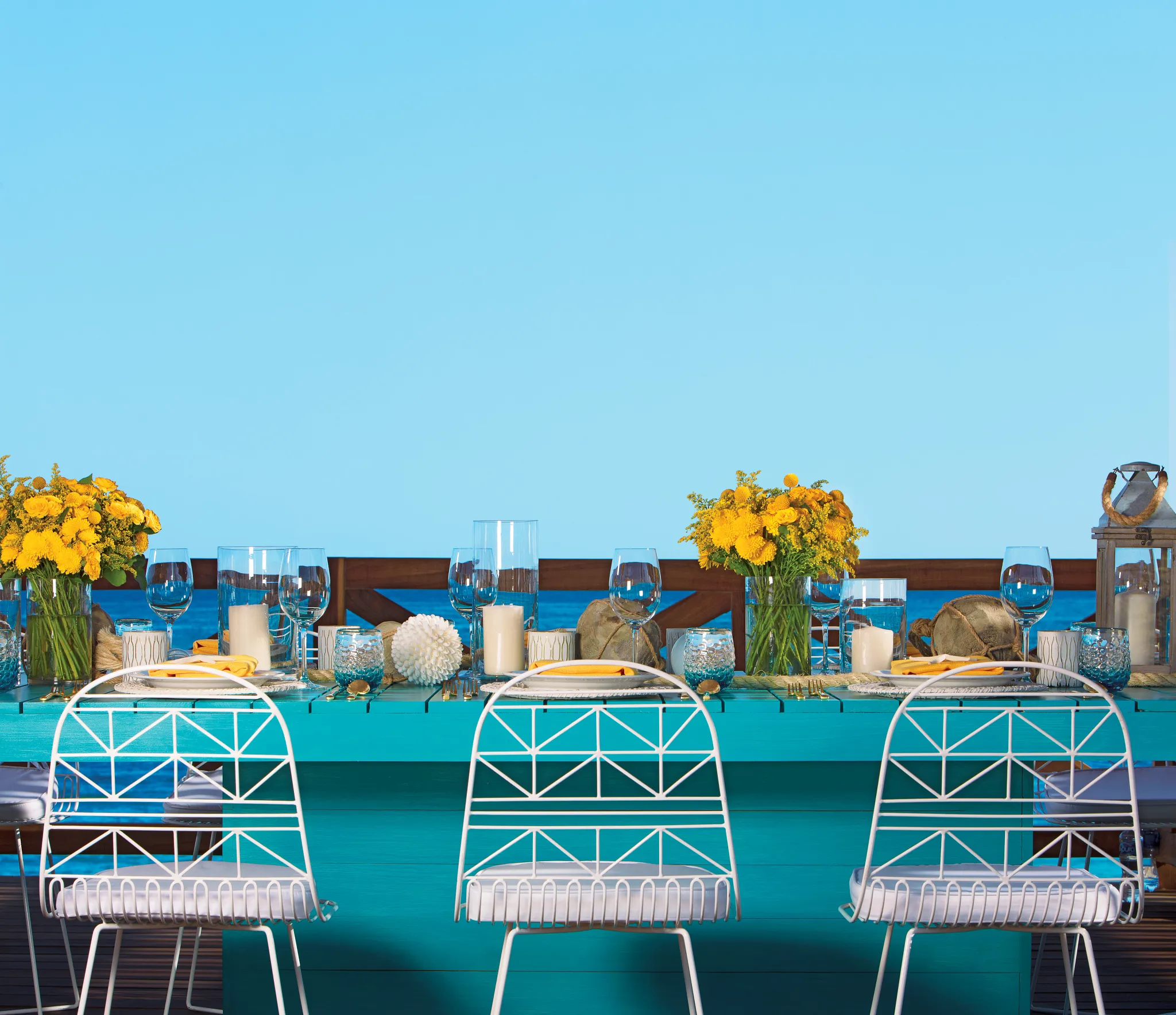 Puerto Terrace outdoor reception setup with ocean views at Secrets Puerto Los Cabos