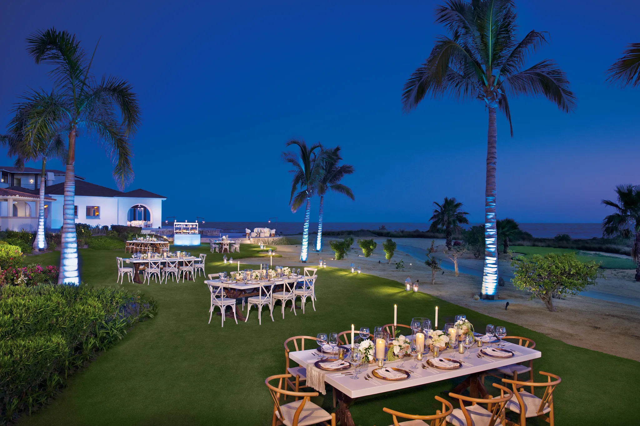 Oceana Garden outdoor wedding reception setup at Secrets Puerto Los Cabos